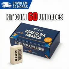 Borracha Branca Escolar Escritório First Kit Caixa com 60 Unidades Atacado Volta As Aulas Estudante