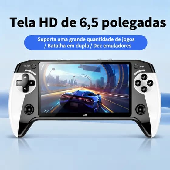 Vídeo Game Portátil 10000 Jogos Retrô Tipo X9 Tela Grande 6,5 Polegadas Muito Ergonómico