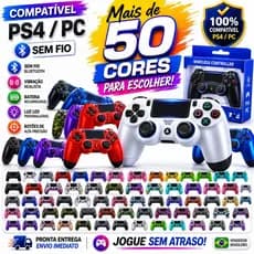 Controle Sem Fio Compatível PS4 PC Bluetooth Dualshock Alta Performance Várias Cores