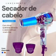Secador De Cabelo Transparente Alta Potência Portátil