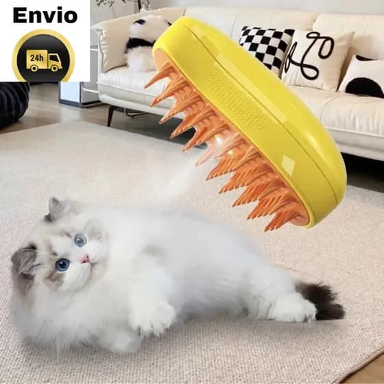 Escova Recarregável para gatos em spray Com Botão De Liberação Grooming Para Remover Cabelos Soltos Elétrica 3 Em1Steamy