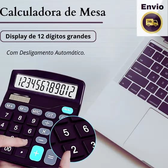 CALCULADORA DE MESA SIMPLES DE MÃO 12 DÍGITOS LH- 837S DESLIGAMENTO AUTOMÁTICO