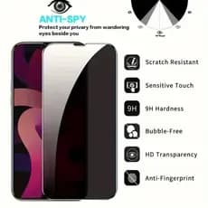 KIT5 Anti-Spy Premium Vidro Temperado 3D Privativa para iPhone XS/XR/11/12/13/14/15/16 Pro Max e Novo iPhone 17