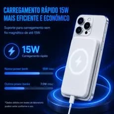 Carregador Portátil Magsafe 10000mAh 15W Ultra Fino Todos Modelos iPhone 12 até 17