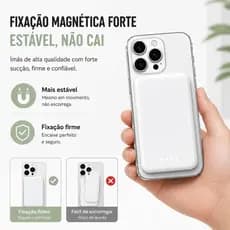 Carregador Magnético 10000mAh Delgado, Carga Veloz 15W, Compatível Linha iPhone 12 a 17 Portátil