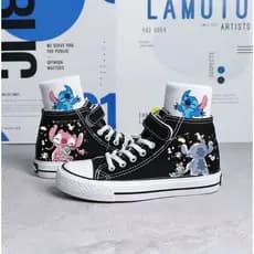 Tenis Infantil À Mão Stitch Sapatos De Lona De Alta Qualidade Velcro Para Bebês 2025