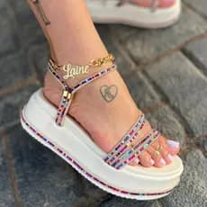 Sandália papete Feminina Plataforma Flatform Tratorada
