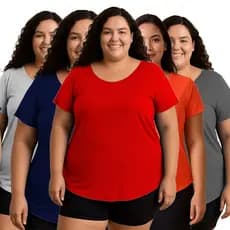 Kit 5 Camisetas Microfuradinha Confortável Feminina Academia Dry Zero Transparência Plus Size