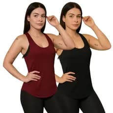 Kit 2 Camiseta Fit Treino Regata Feminina Fitness Academia Confort Anatômico Respirável Elástica