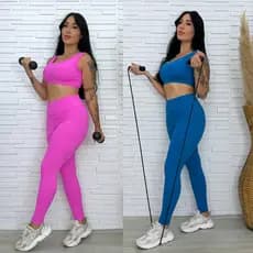 Conjunto Academia Fitness Top Nadador Sem Bojo  Legging Feminino Treino Jacquard Sem Transparencia