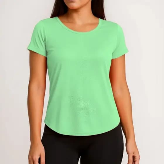 Camiseta Feminina Academia Zero Transparência Fitness Dry Poliamida Manga Curta Furadinha