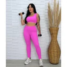 Conjunto Fitness Academia Top Legging Feminino Treino Jacquard Sem Bojo Leg sem Transparencia