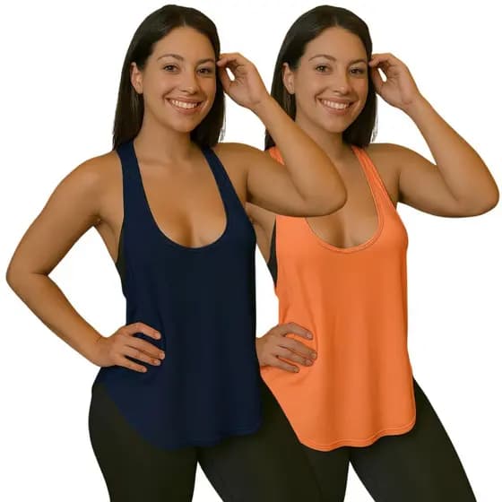 Kit 2 Regata Anatômica Academia Blusa Treino Fit Fitness Feminina Conforto Camiseta Respirável Moda