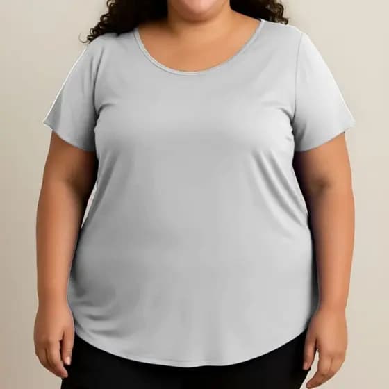 Camiseta Feminina Academia Fitness Conforto Plus Size Zero Transparência Fresca Básica Manga Casual