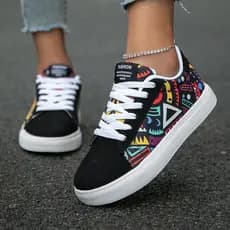 Tênis Casual Feminino Passeio Macio Estampa Geométrica Merks