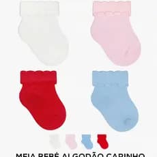 Meia Bebê Algodão Carinho | Canô Curto com Dobra – Conforto Aconchegante para Recém-nascidos