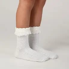 Meia Infantil Bebê Menina Rendada Elegante Confortável Algodão Macio