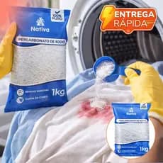 Percabonato de Sódio 100% Puro Tira Manchas Clareador Limpeza Sem Cloro Roupas Escuras Coloridas Limpeza em Geral