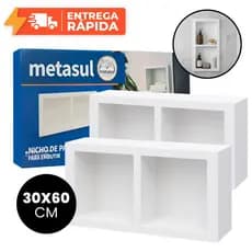 Nicho Para Banheiro Embutir Duplo 30x60 Prateleira Com Divisão Horizontal/Vertical DUO Metasul