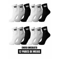 Kit 6 ou 12 pares de meia  Wilson cano curto W original