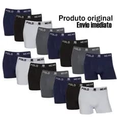 Kit 7 ou 15 cuecas boxer marca Polo Wear Microfibra Originais