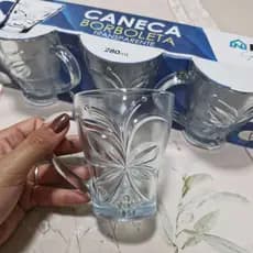 Xícara de Vidro 280ml com Alça –Jogo com 3 ou 6 Peças–Elegante e Versátil para Café, Chá e Capuccino