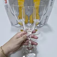 Jogo com 3 ou 6 Taças Vidro Cristalino Buffet 190ML Champanhe Espumante Vinho Branco Bar Restaurante