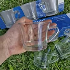 Xícara de Vidro 175ml com Alça – Jogo 3 ou 6 Peças Café Chá Cappuccino Xícara Vidro Transparente Mesa Posta Elegante