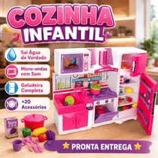 Cozinha Infantil Completa com Água de Verdade | Geladeira, Fogão, Micro-ondas e Acessórios | Brinquedo Educativo +3 Anos