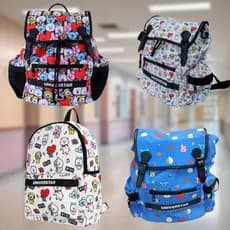 Mochila Escolar BT21 BTS Branca | Personagens K-Pop, Compartimentos, Conforto e Estilo