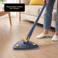 Mop de Limpeza Triangular Giratório 360° com Refil Microfibra | Esfregão Multifuncional para Cantos