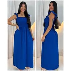 Vestido Feminino longo alças de lastex Verão Festa DUNA PREMIUM confortável entrega imediata