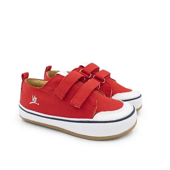Tenis Infantil Confortável Velcro Casual Vermelho Sapato Leve Escola
