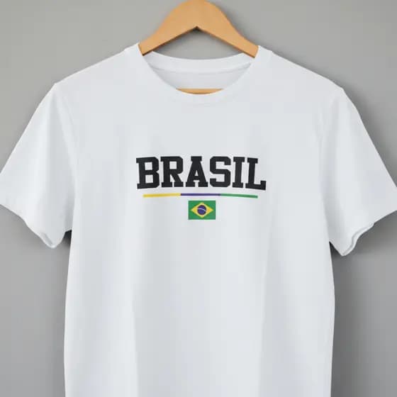 Camiseta Infantil Brasil Unissex 2 ao 14 – Algodão Confortável Preta e Branca