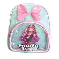 Mini Mochilinhas de Emilly Vick em tecido gliter, com bolso na frente