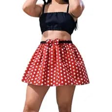 saia poa + cropped preto+ laço adulto/ JUVENIL _fantasia Minnie completa/look festa fantasia 60/80/90festa temática
