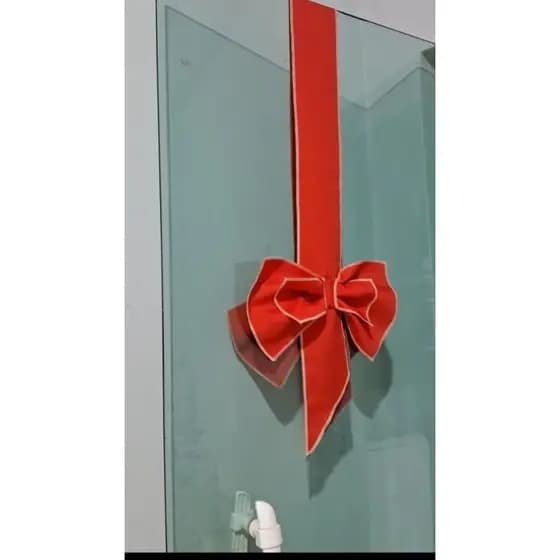 Enfeite de Porta Natal Vermelho – Escapulário de Porta Natalino com Laço Duplo, Adorno natal