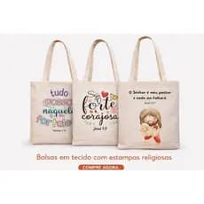 Bolsa Porta Bíblia em Algodão Cru Premium com Zíper | Ecobag Religiosa Feminina 20x25 cm Costura Reforçada