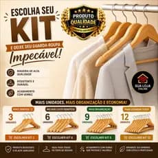 Cabides Madeira Verniz kit 3 Peças Elegancia Resistentes Giratórios Roupas Pesada Organização Closet