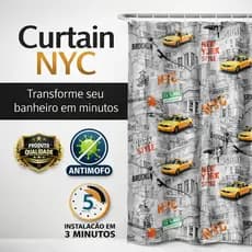 Cortina Box Banheiro PVC Estampada Antimofo Privacidade Resistente Prática Ganchos Fácil Instalação