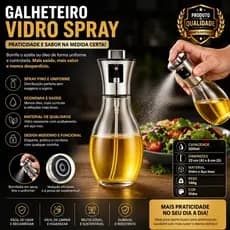 Galheteiro Spray Borrifador 200ml Azeite Vinagre Óleo Vidro Cozinha Saudável Salada Mesa Air Fryer