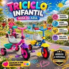 Triciclo Infantil Unisex Motoca Brinquedo Divertido Resistente