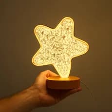 Luminária Abajur Estrela Cristal LED Touch Recarregável USB Decoração Casa Presente Apartamento