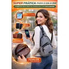 Bag unissex com entrada USB Esporte Fitness Executiva Viagem Trabalho lazer Segurança Alça Ajustavel