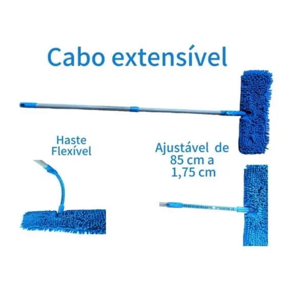 Esfregão Multiuso Limpeza Fácil Para Piso Com Cabo Ajustável E Haste Flexível Casa Prática