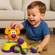 Brinquedo Ursinho Cachorrinho Martelo Bate Infantil encaixar as 2 bolinhas colorido e divertido