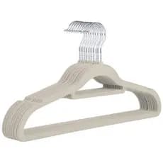 Kit 10 Cabides Slim Veludo Bege Antideslizante Organizador Roupa Economiza Espaco