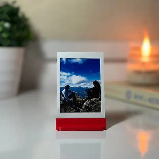 Porta Retrato Minimalista Base Reta Instax Mini Polaroid Fujifilm | Moldura Retangular Decorativa