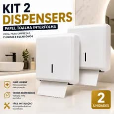 Kit 2 Suporte Dispenser Papel Toalha Interfolhado Parede Banheiro Branco Nobre