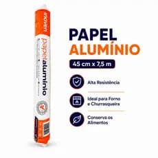 Papel Alumínio 45cm x 7,5m Uso Profissional Cozinha Churrasqueira Forno